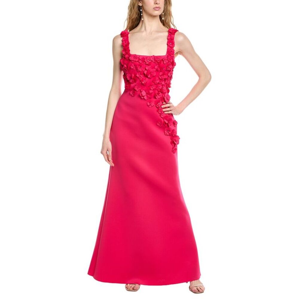 Badgley Mischka Womens  Cutout Appliques Gown, Pink